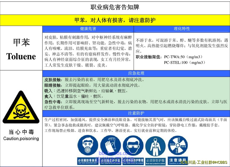 甲苯危害告知卡